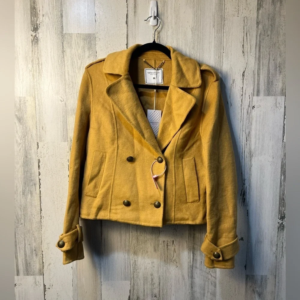 Belle & Bloom Better Off Military Peacoat - Antique Gold size medium NWT